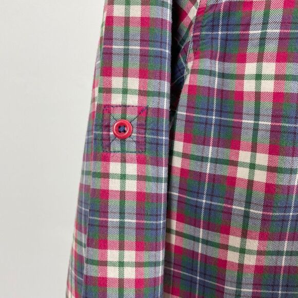 Boden Plaid Button Up Long Sleeve Shirt - Women’s 10 Blue, pink, green, & white - Picture 8 of 10